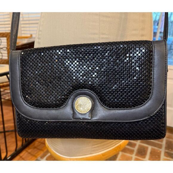 Whiting & Davis Black Metal Mesh Shoulder Strap/Clutch Crossbody Bag - Picture 3 of 12